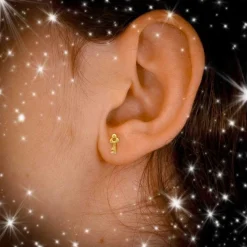 Boucles d'Oreilles Or Jaune - Cadenas et Clef