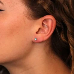 Boucles d'Oreilles Or Jaune et Topaze Ronde