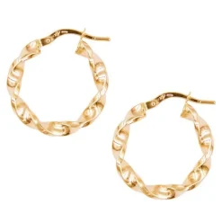 Boucles d'Oreilles Or Jaune - Créoles Torsadées Femme