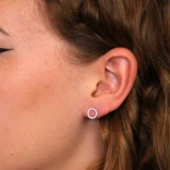 Boucles d'Oreilles Or Jaune - Pavées de Zirconiums - Femme