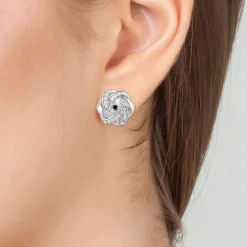 Boucles d'oreilles par SC Crystal ornées d'un véritable diamant noir