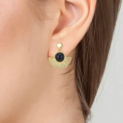 Boucles d'oreilles par SC Bohème ornées d'obsidiennes
