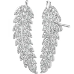 Boucles d'oreilles plumes SC Crystal ornées de Cristaux scintillants