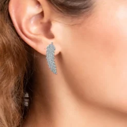 Boucles d'oreilles plumes SC Crystal ornées de Cristaux scintillants