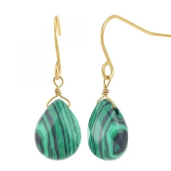 Boucles d'oreilles SC Bohème ornées de deux pierres malachite