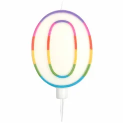 Bougie d'Anniversaire Chiffre 0 10cm Multicolore