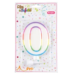 Bougie d'Anniversaire Chiffre 0 10cm Multicolore