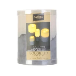 Bougie Ronde Led Base Ciment 10cm Blanc