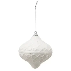 Boule de Noël Déco Dentelle 8cm Blanc