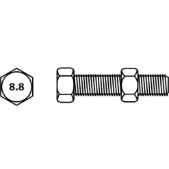 Boulon tête hexagonale et écrou Vissal finition zinguée Ø8 x 60 mm lot de 5