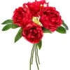 Bouquet de Fleurs 4 Pivoines 30cm Rouge