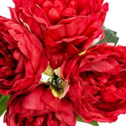 Bouquet de Fleurs 4 Pivoines 30cm Rouge