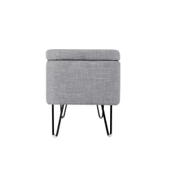 Bout de lit coffre en tissu et pieds épingles noirs SILVES