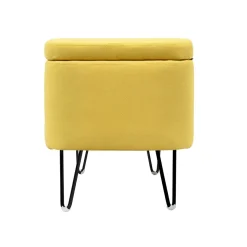 Bout de lit coffre en tissu et pieds épingles noirs SILVES