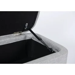 Bout de lit coffre en tissu et pieds épingles noirs SILVES