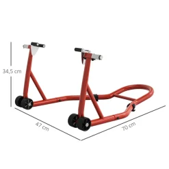 Béquille d'atelier moto avant leve moto support pour moto avec bras oscillant en U et en L, support universel de levage pour atelier en acier rouge