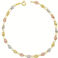 Bracelet 3 Ors - Or Tricolore - Grain de Café Jaune