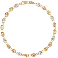 Bracelet 3 Ors - Or Tricolore - Grain de Café Jaune