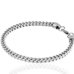 Bracelet Acier Maille Palmier Carrée - Homme