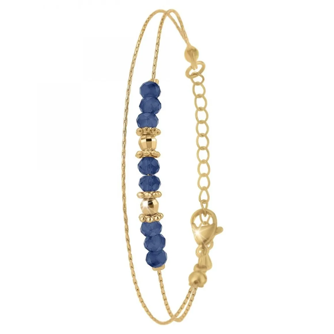 Bracelet double tour par SC Bohème orné de pierres Lapis Lazuli