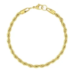 Bracelet Homme Acier Maille Corde Dorée