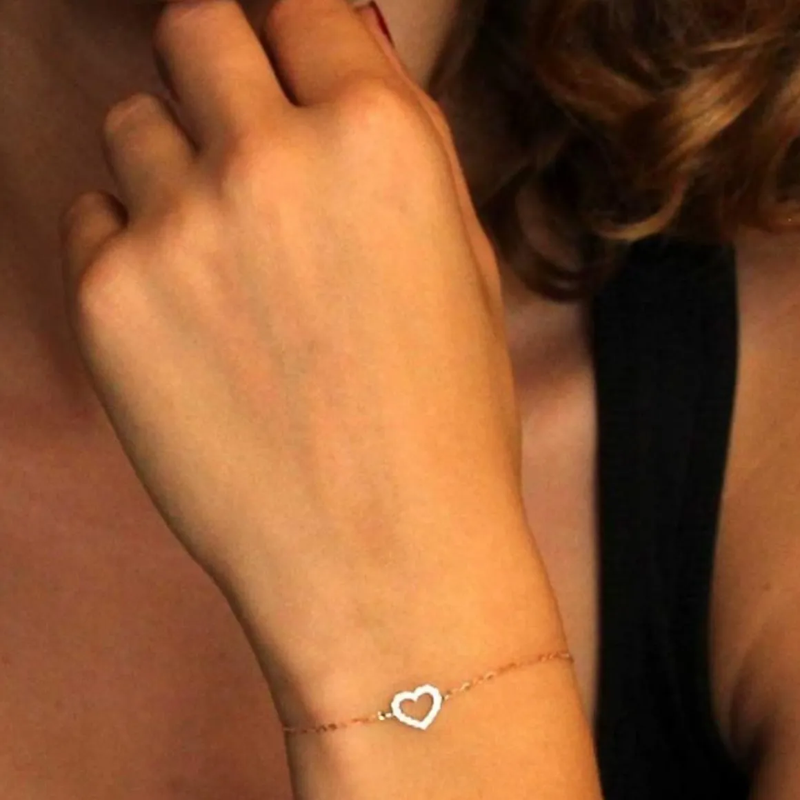 Bracelet Or Bicolore et Zirconiums - Coeur - Femme