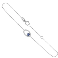 Bracelet Or Blanc Diamants et Saphir Bleu