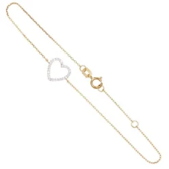 Bracelet Or Jaune - Coeur Pavé de Zirconiums