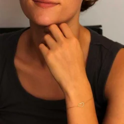 Bracelet Or Jaune - Motif Coeur - Femme