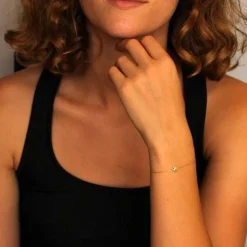 Bracelet Or Jaune - Noeud Serti d'un Zirconium