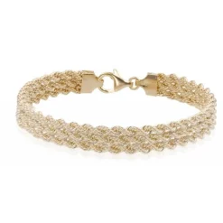 Bracelet Or Jaune Maille Corde Triple - Femme
