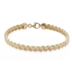 Bracelet Or Jaune Maille Corde Double - Femme