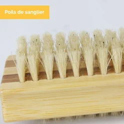 Brosse à ongles 10 cm double face en bambou et poils de sanglier