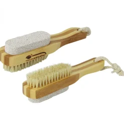Brosse à ongles et pierre ponce 17,5 cm double face en bambou et poils de sanglier