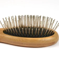 Brosse de Toilettage Bambou Picots Perles 22cm Naturel