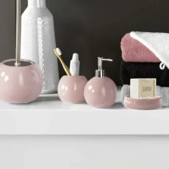 Brosse WC Design Bullea 37cm Rose Poudré