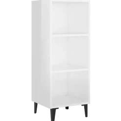 Buffet Blanc brillant 34,5x32,5x90 cm Bois d'ingenierie