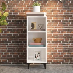 Buffet Blanc brillant 34,5x32,5x90 cm Bois d'ingenierie