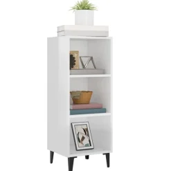 Buffet Blanc brillant 34,5x32,5x90 cm Bois d'ingenierie