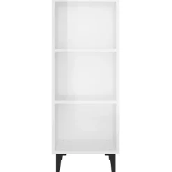 Buffet Blanc brillant 34,5x32,5x90 cm Bois d'ingenierie