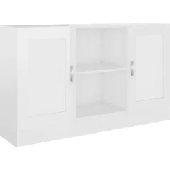 Buffet Blanc brillant 120x30,5x70 cm Bois d'ingenierie