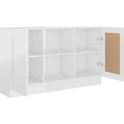 Buffet Blanc brillant 120x30,5x70 cm Bois d'ingenierie