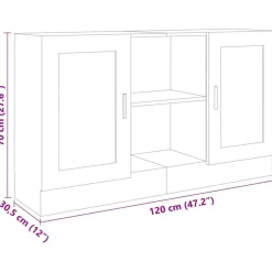 Buffet Blanc brillant 120x30,5x70 cm Bois d'ingenierie