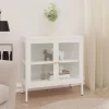 Buffet Blanc 70x35x70 cm Acier et verre