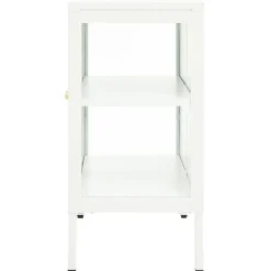 Buffet Blanc 70x35x70 cm Acier et verre