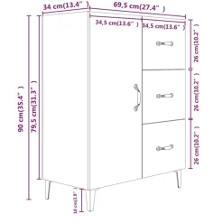 Buffet chene sonoma 69,5x34x90 cm bois d'ingenierie
