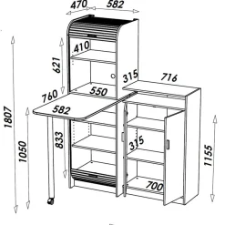 Buffet de cuisine avec plateau de table pivotant - TOP COOK