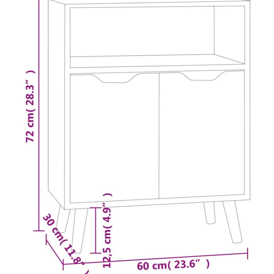 Buffet gris beton 60x30x72 cm bois d'ingenierie