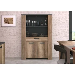 Buffet haut 2 portes, 1 tiroir et 1 étagère L110 cm TORSTEN