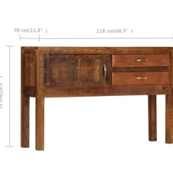 Buffet 118x30x75 cm Bois de manguier massif